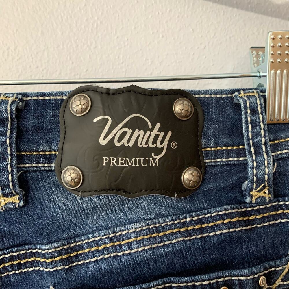 Premium Vanity Collection Women's Harlow Skinny Embellished Dark Blue Sz 27W/32L - Picture 10 of 16